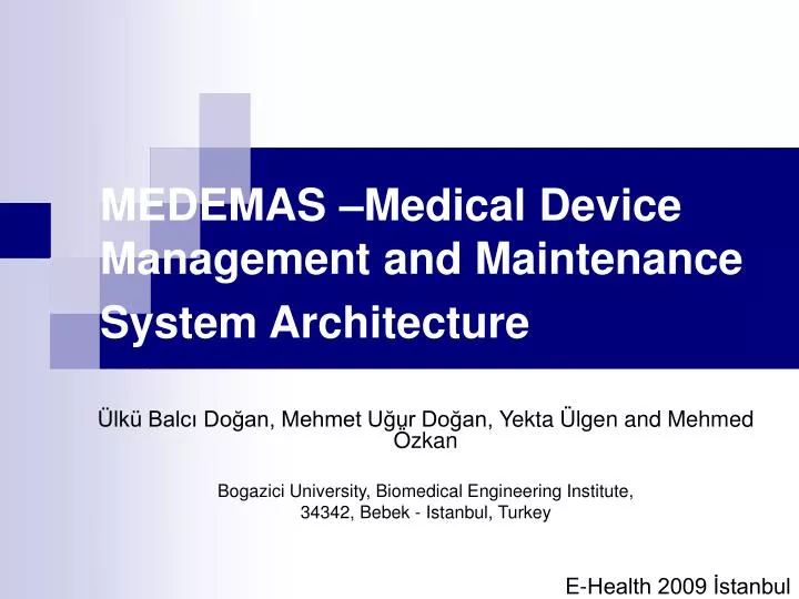 medemas medical device management and maintenance system architecture