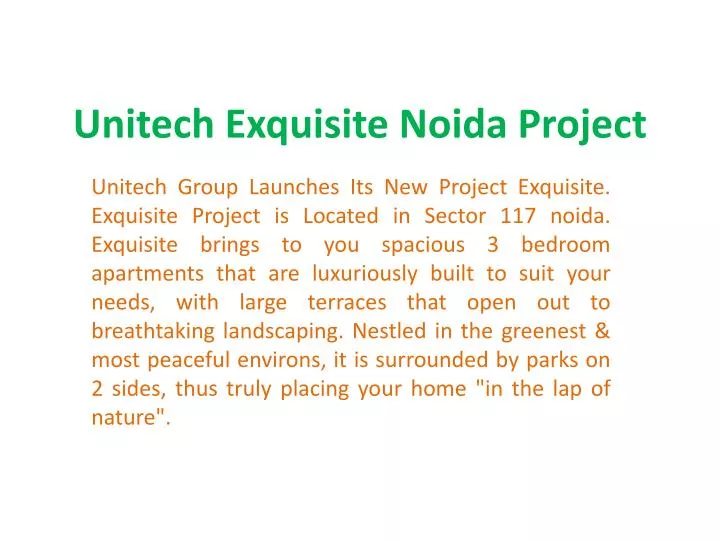 unitech exquisite noida project