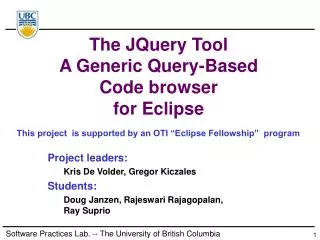 The JQuery Tool A Generic Query-Based Code browser for Eclipse