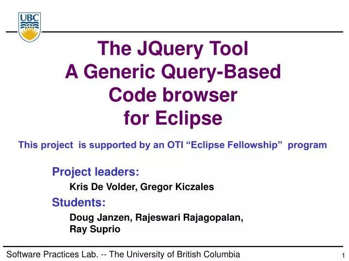 the jquery tool a generic query based code browser for eclipse