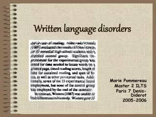 Written language disorders