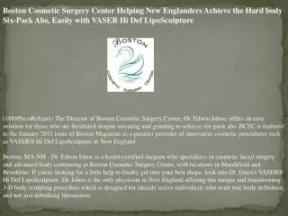 Boston Cosmetic Surgery Center Helping New Englanders Achiev