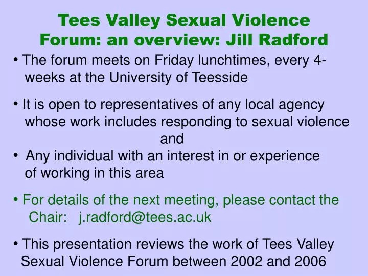 tees valley sexual violence forum an overview jill radford