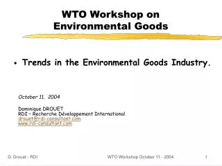 WTO Workshop on Environmental Goods
