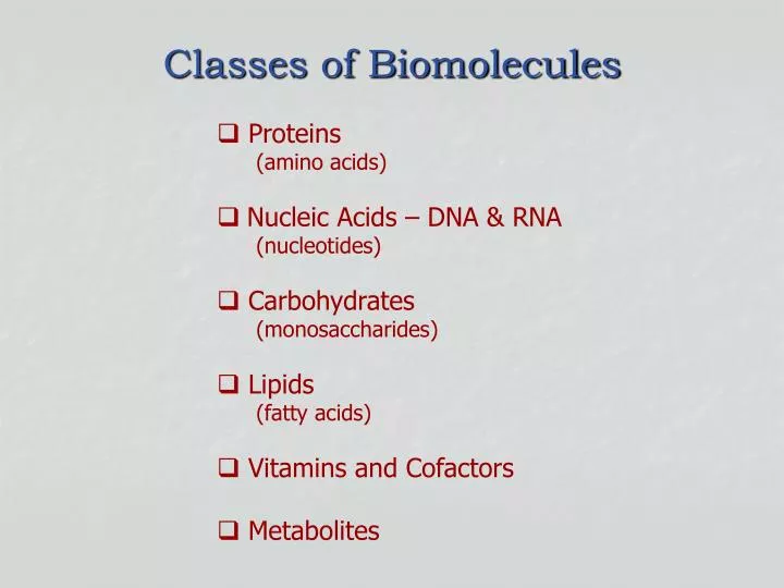 classes of biomolecules
