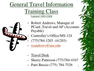 General Travel Information Training Class Updated 10/01/2008
