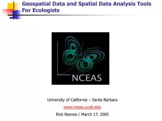 Geospatial Data and Spatial Data Analysis Tools For Ecologists