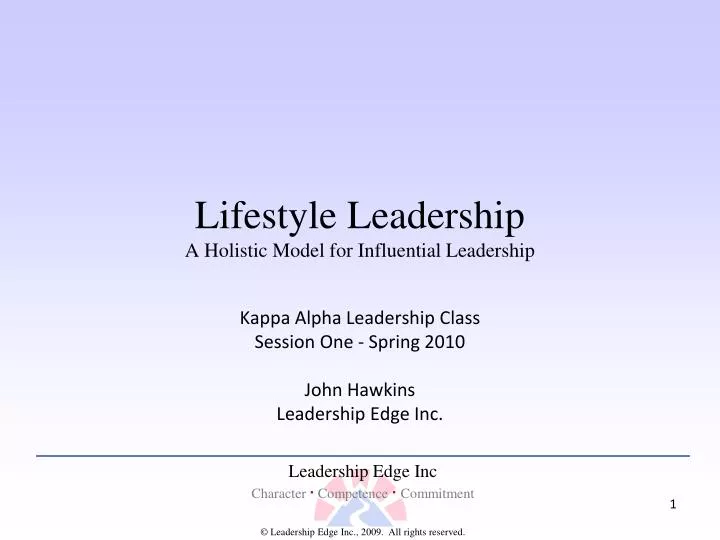 lifestyle leadership a holistic model for influential leadership