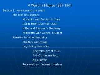 A World in Flames 1931-1941