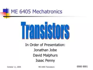 ME 6405 Mechatronics