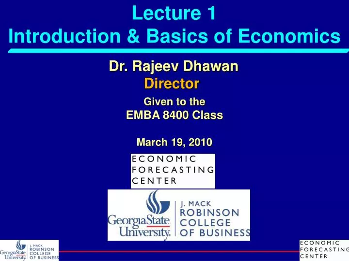 lecture 1 introduction basics of economics
