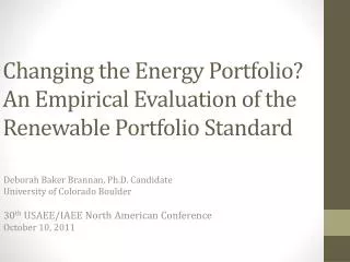 Changing the Energy Portfolio? An Empirical Evaluation of the Renewable Portfolio Standard