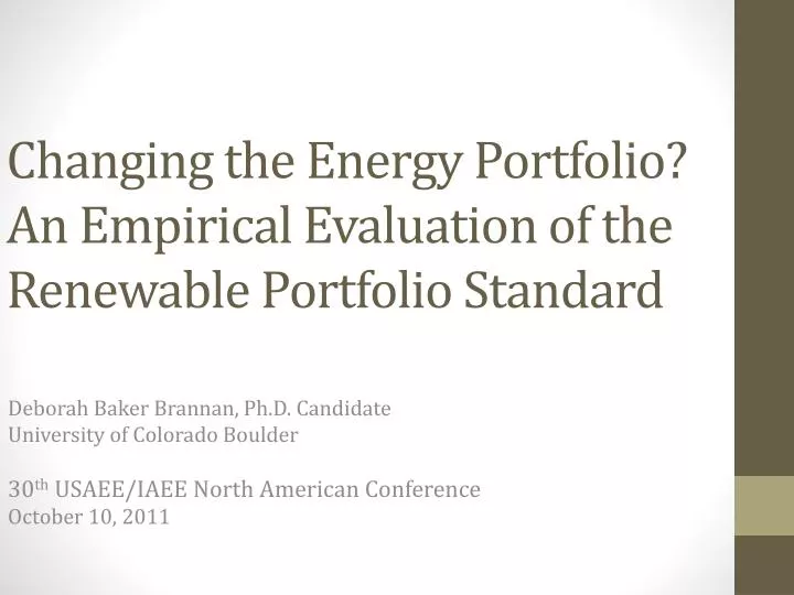 changing the energy portfolio an empirical evaluation of the renewable portfolio standard