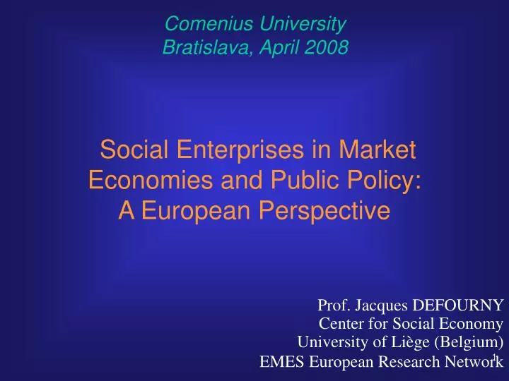 social enterprises in market economies and public policy a european perspective