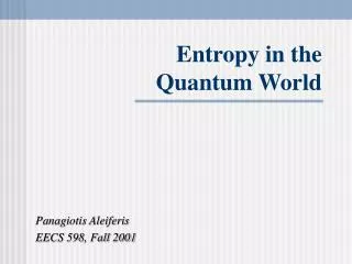 Entropy in the Quantum World