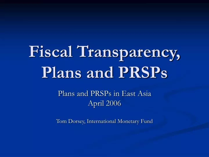 fiscal transparency plans and prsps