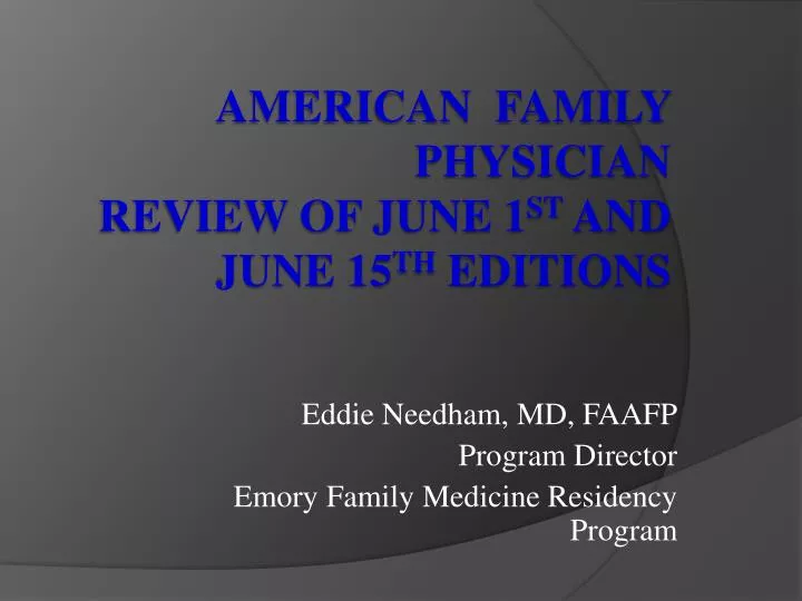 eddie needham md faafp program director emory family medicine residency program