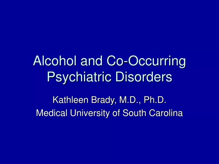 alcohol and co occurring psychiatric disorders