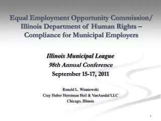 Equal Employment Opportunity Commission/ Illinois Department of Human Rights – Compliance for Municipal Employers
