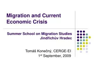 Migration and Current Economic Crisis