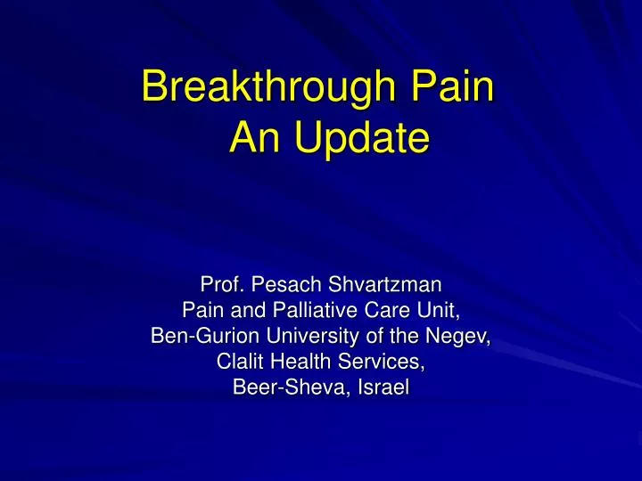 breakthrough pain an update