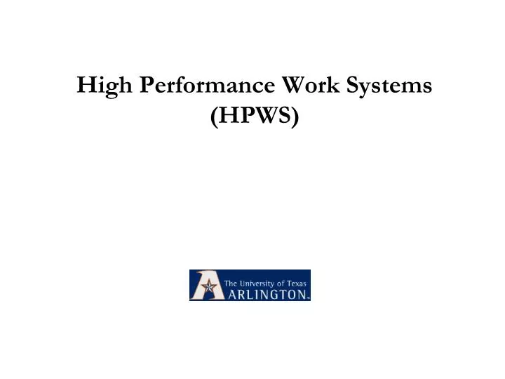 high performance work systems hpws