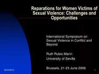 Reparations for Women Victims of Sexual Violence: Challenges and Opportunities