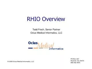 RHIO Overview
