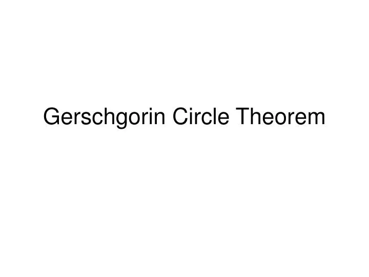 gerschgorin circle theorem