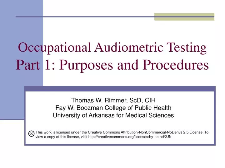 occupational audiometric testing part 1 purposes and procedures