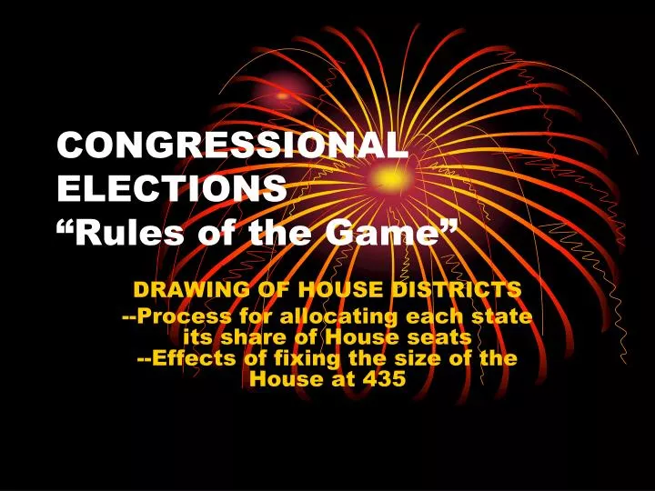 congressional elections rules of the game