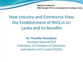 How Industry and Commerce View the Establishment of NVQ in Sri Lanka and its Benefits