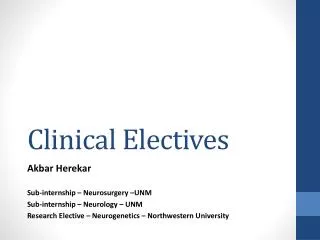 Clinical Electives