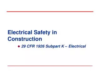 Electrical Safety in Construction