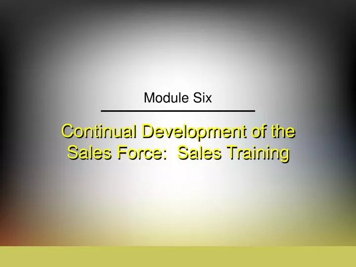 continual development of the sales force sales training