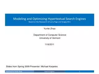 Modeling and Optimizing Hypertextual Search Engines Based on the Reasearch of Larry Page and Sergey Brin