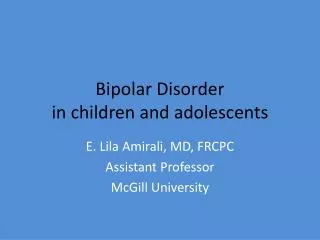 Bipolar Disorder in children and adolescents