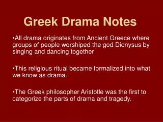 Greek Drama Notes