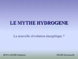LE MYTHE HYDROGENE