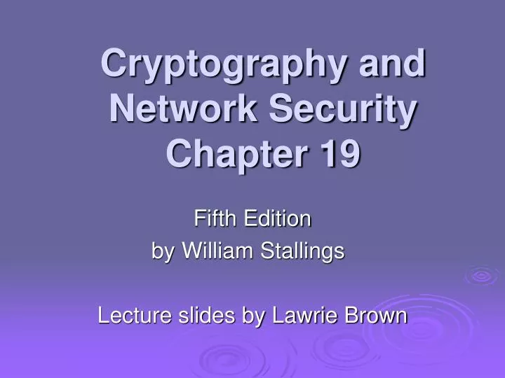 cryptography and network security chapter 19
