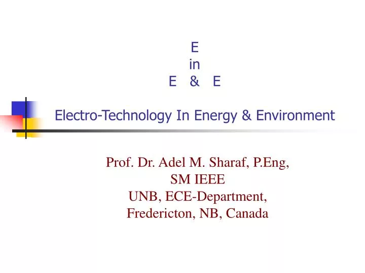 e in e e electro technology in energy environment