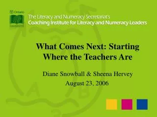 What Comes Next: Starting Where the Teachers Are