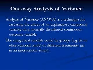 One-way Analysis of Variance