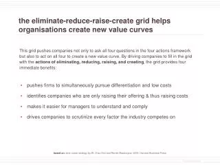 the eliminate-reduce-raise-create grid helps organisations create new value curves
