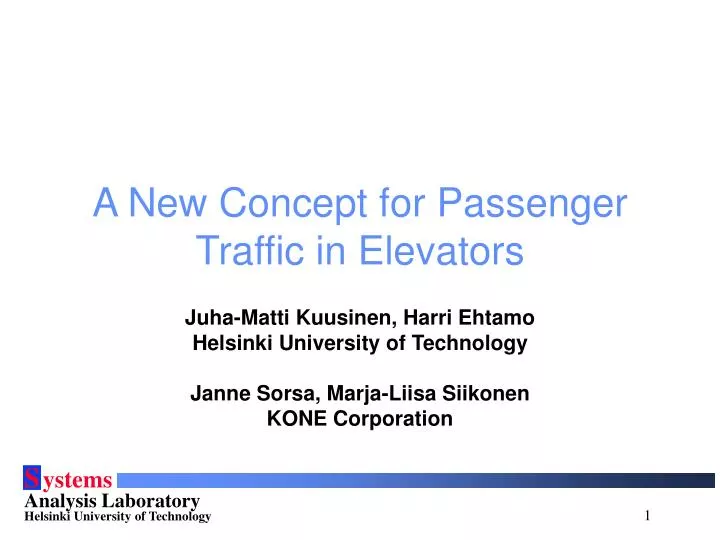 a new concept for passenger traffic in elevators