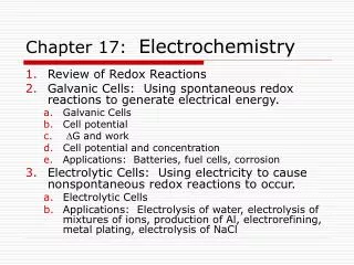 Chapter 17: Electrochemistry