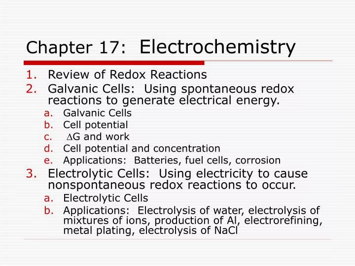 chapter 17 electrochemistry