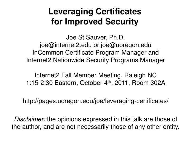 leveraging certificates for improved security