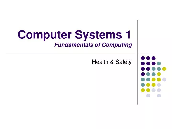 computer systems 1 fundamentals of computing