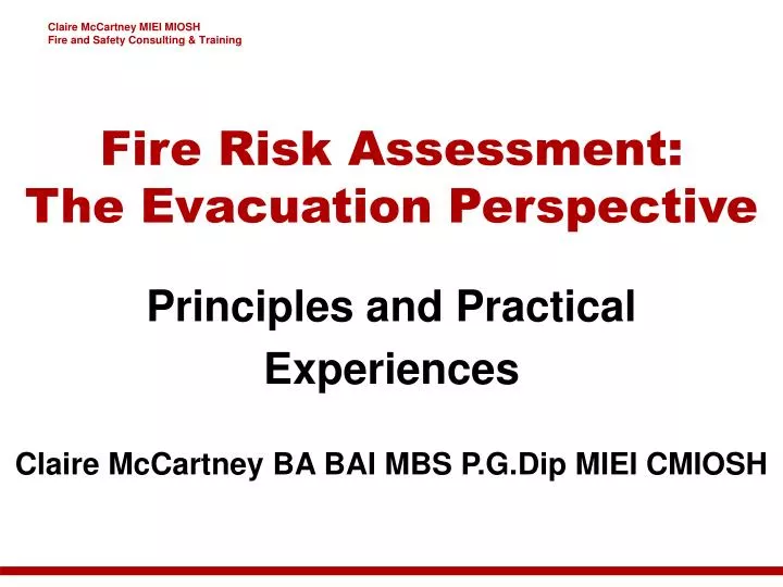 fire risk assessment the evacuation perspective